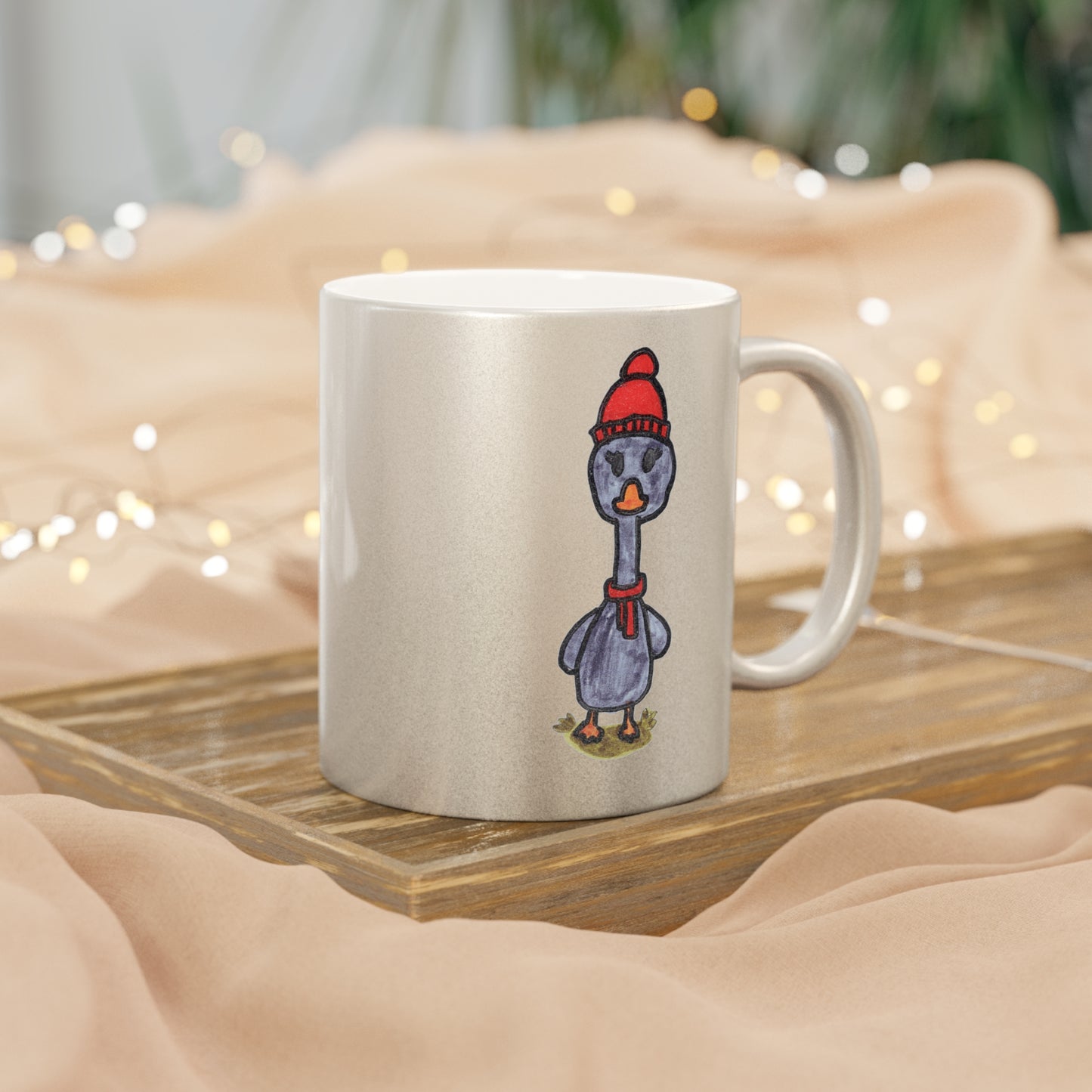 Mug - Cool Fall Goose Hand Drawn Metallic Mug (Silver\Gold)