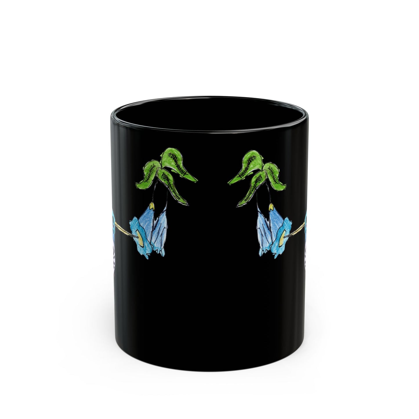 Mug - Hand Drawn Hummingbird and Flower Design