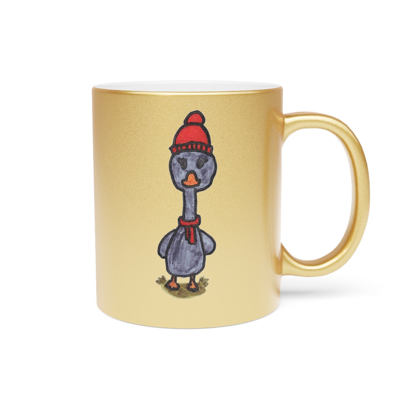 Mug - Cool Fall Goose Hand Drawn Metallic Mug (Silver\Gold)