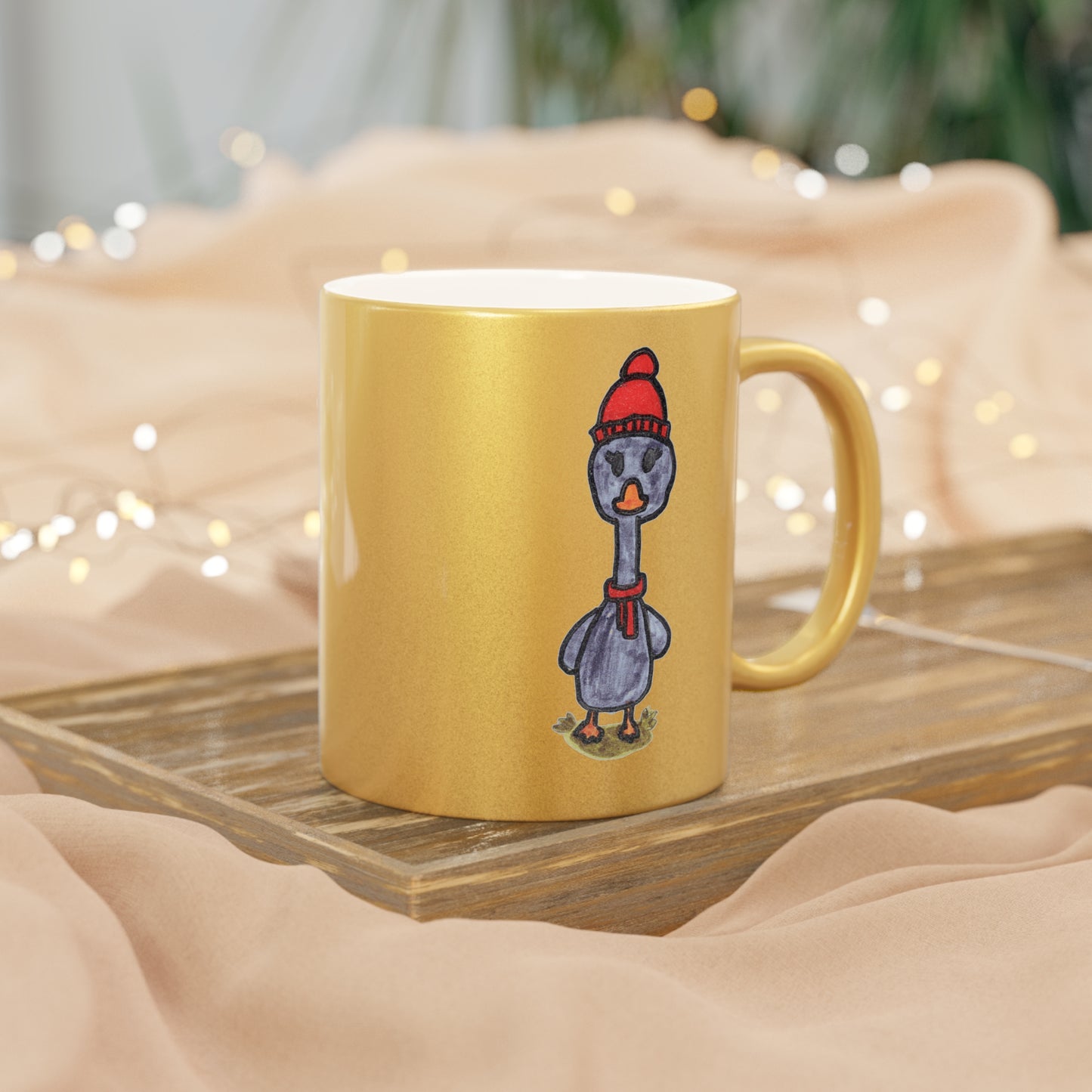 Mug - Cool Fall Goose Hand Drawn Metallic Mug (Silver\Gold)