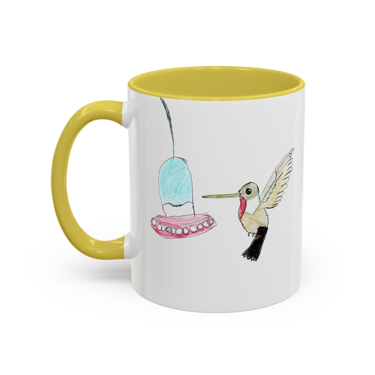 Green Hummingbird Hand Drawn Coffee Mug