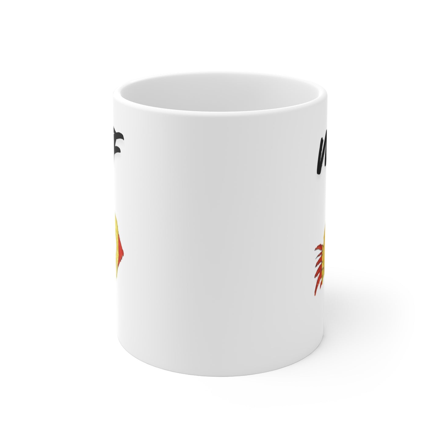 WTF Coffee Mug with Funny Birdy Illustration — 11 oz Ceramic Mug