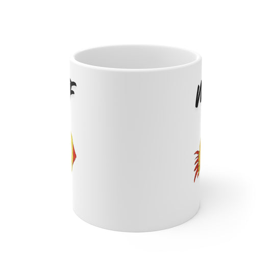 WTF Coffee Mug with Funny Birdy Illustration — 11 oz Ceramic Mug