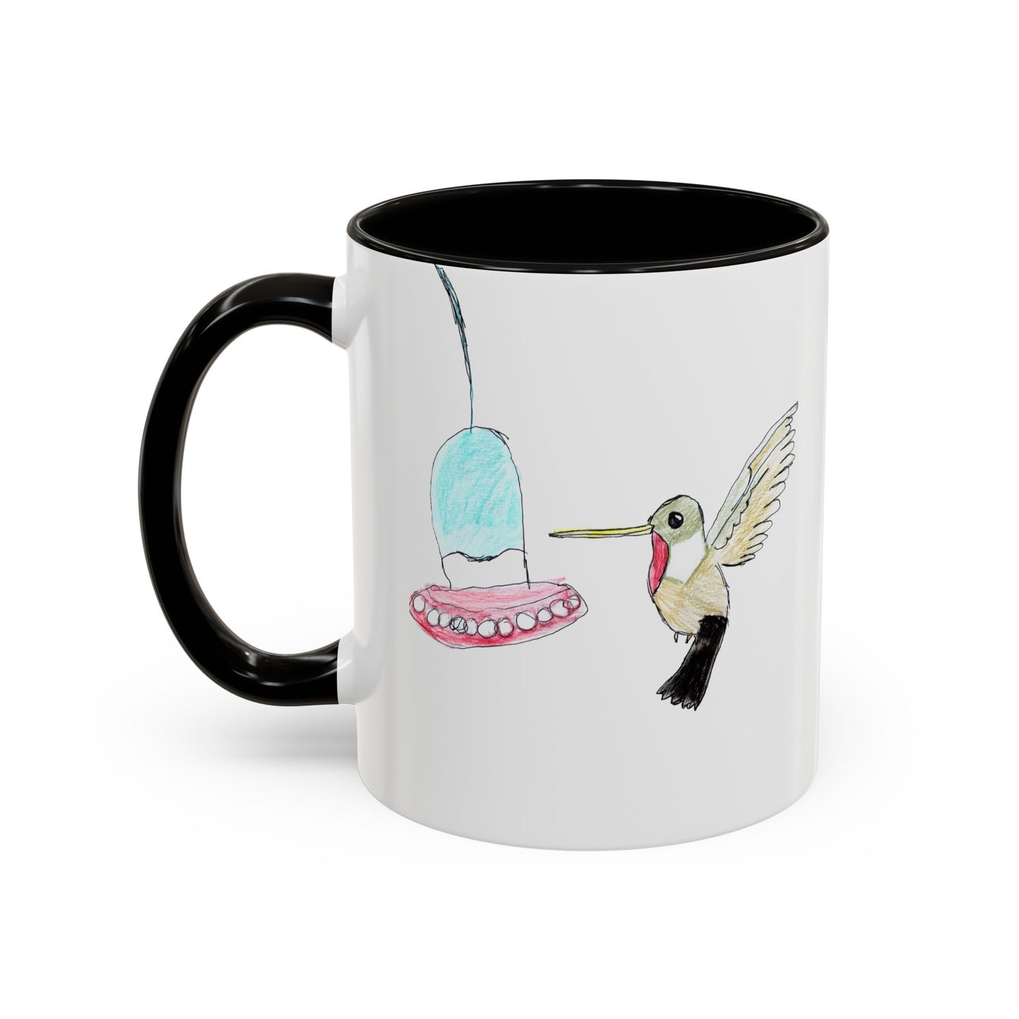 Green Hummingbird Hand Drawn Coffee Mug