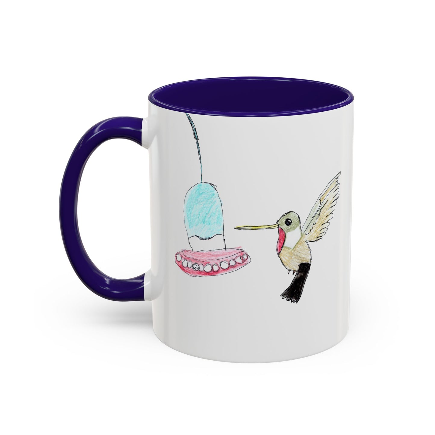 Green Hummingbird Hand Drawn Coffee Mug