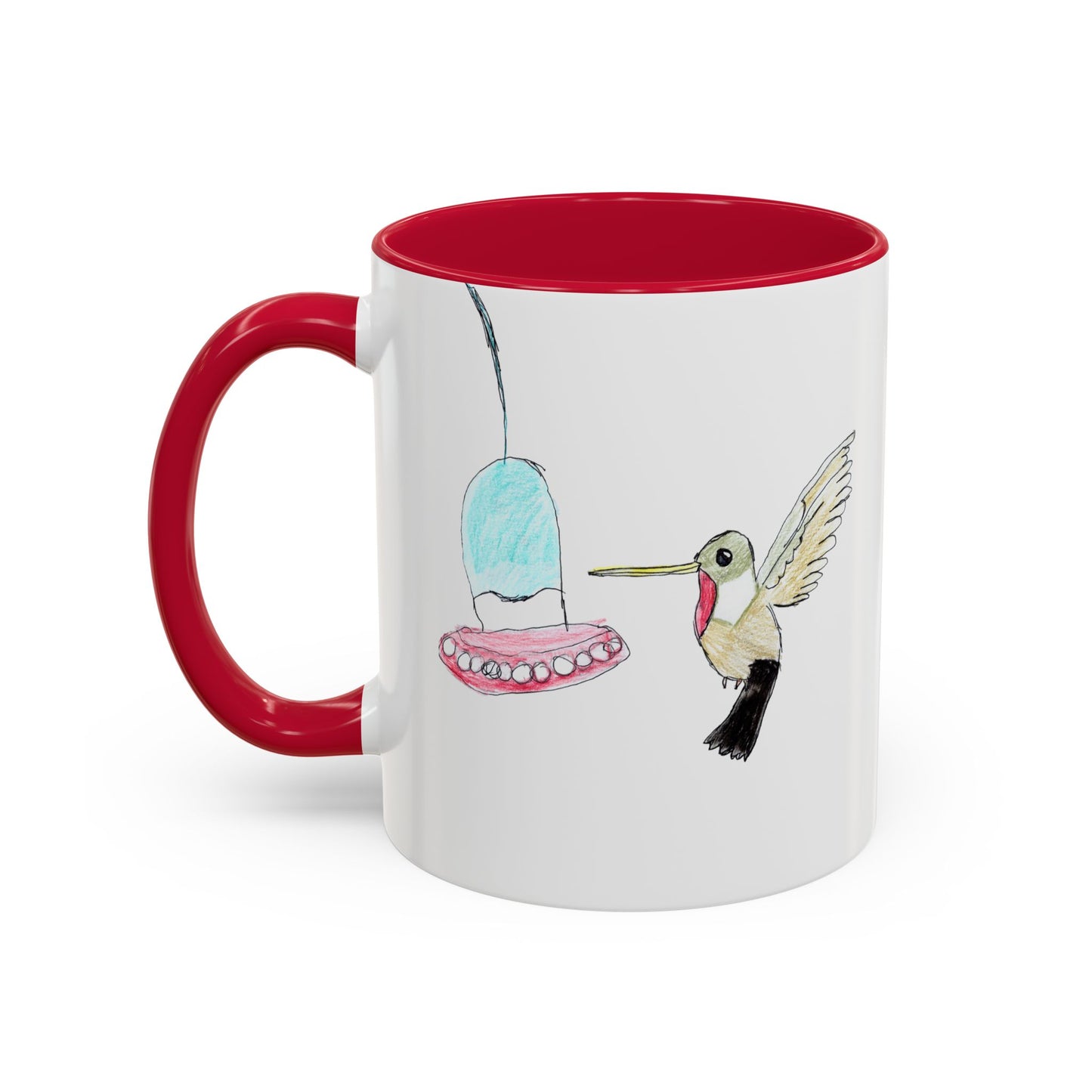 Green Hummingbird Hand Drawn Coffee Mug