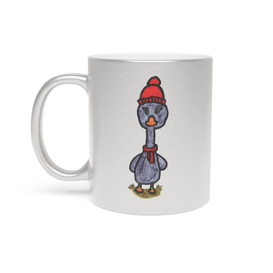 Mug - Cool Fall Goose Hand Drawn Metallic Mug (Silver\Gold)
