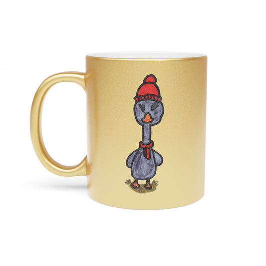 Mug - Cool Fall Goose Hand Drawn Metallic Mug (Silver\Gold)