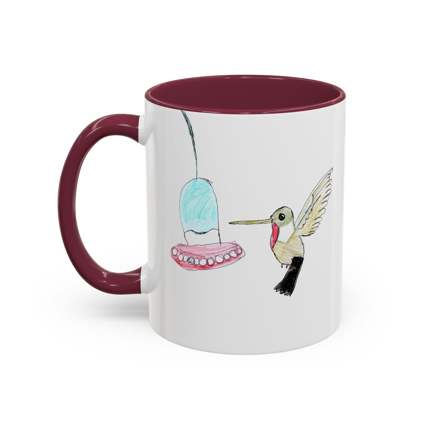 Green Hummingbird Hand Drawn Coffee Mug