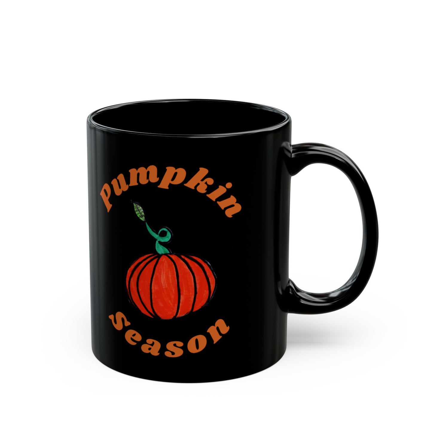 Mug Pumpkin Season Hand-Drawn Pumpkin Black