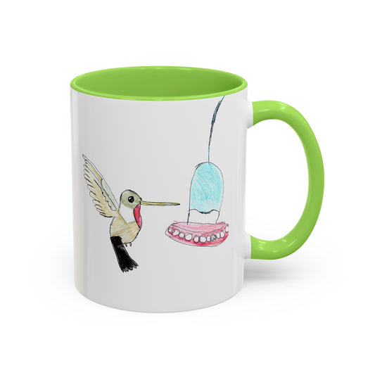 Green Hummingbird Hand Drawn Coffee Mug