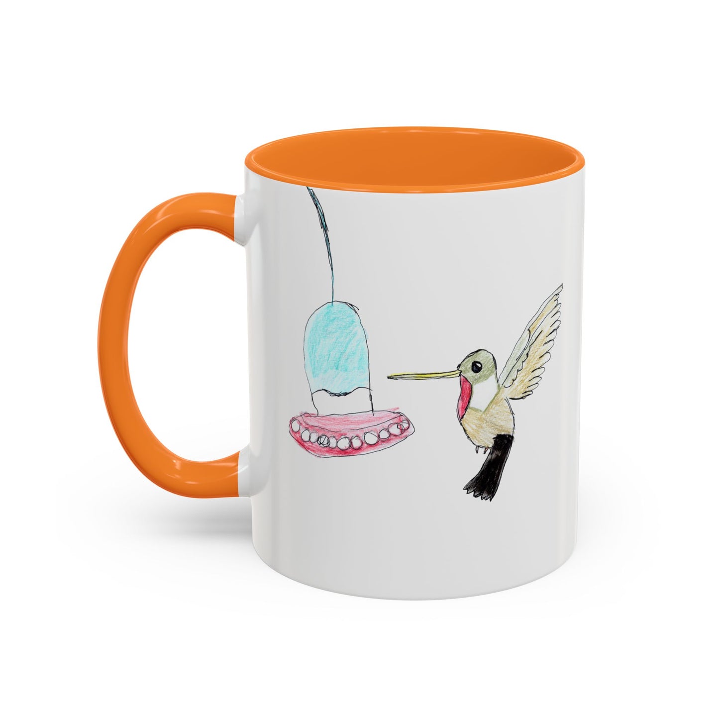 Green Hummingbird Hand Drawn Coffee Mug
