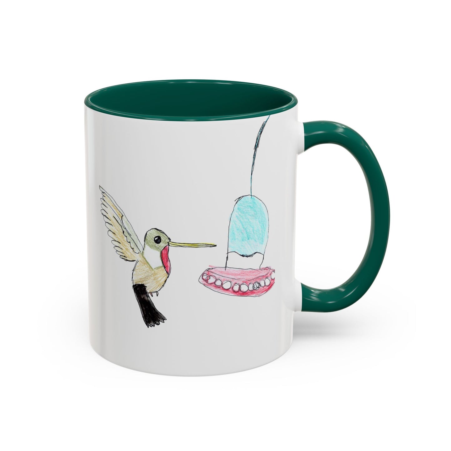 Green Hummingbird Hand Drawn Coffee Mug