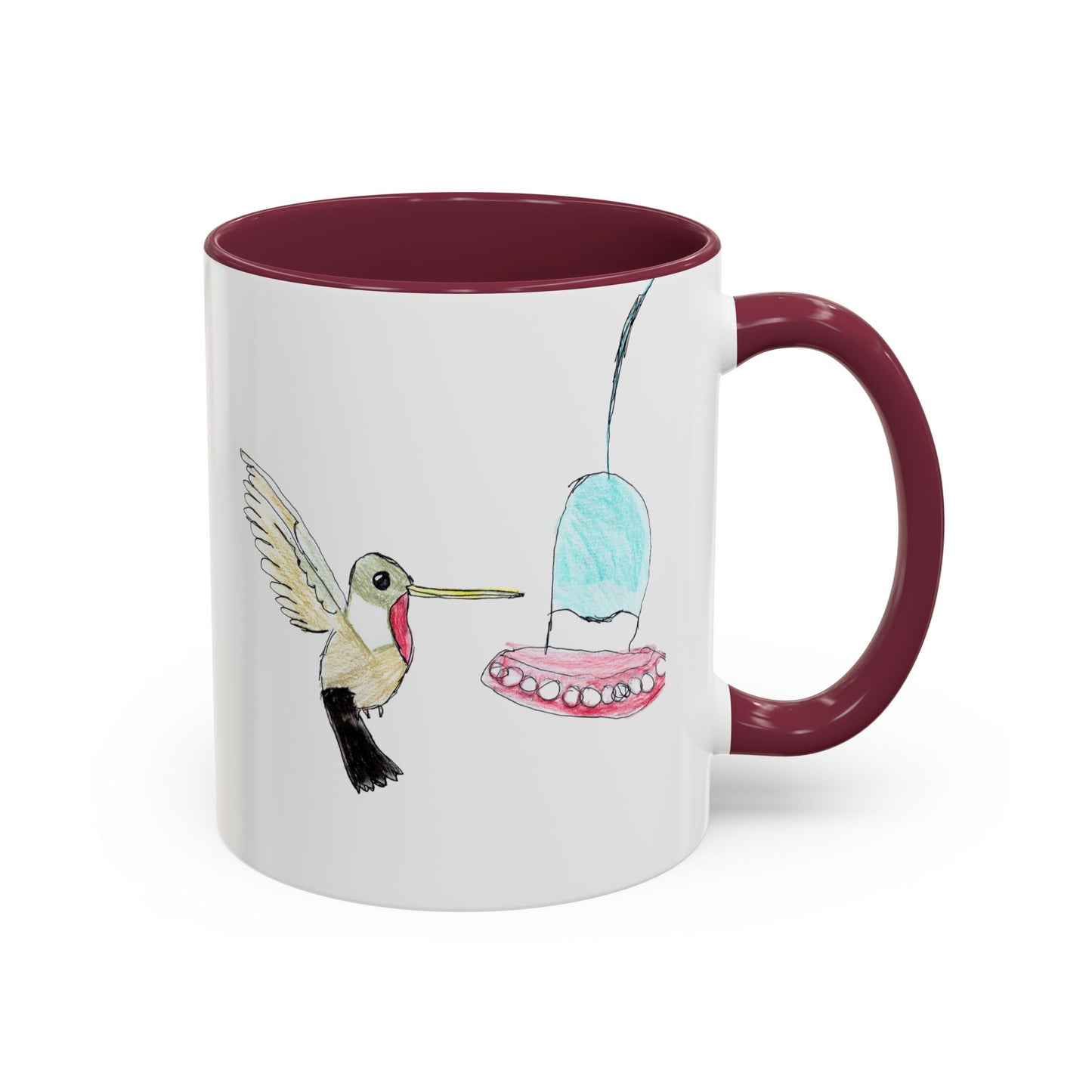 Green Hummingbird Hand Drawn Coffee Mug