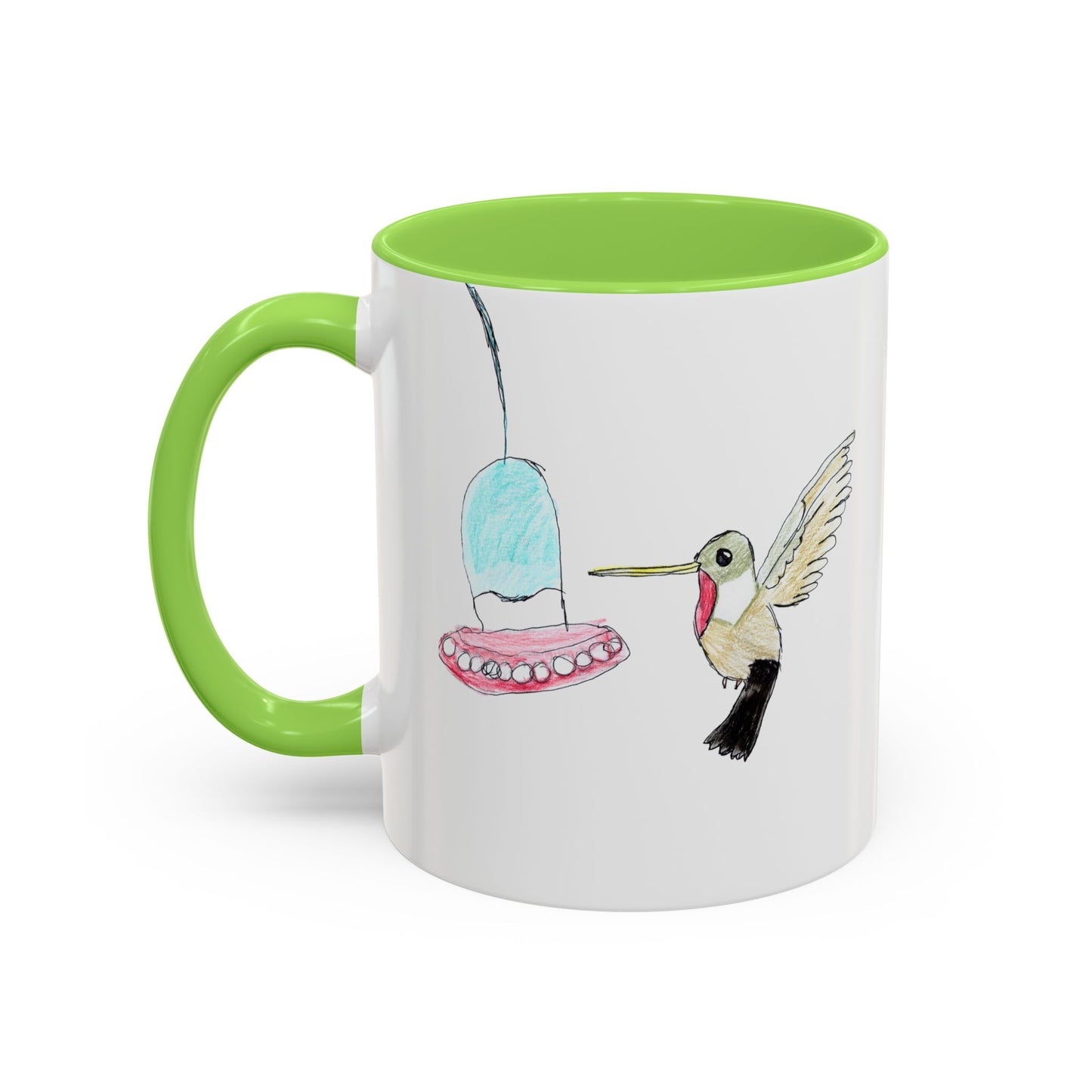 Green Hummingbird Hand Drawn Coffee Mug