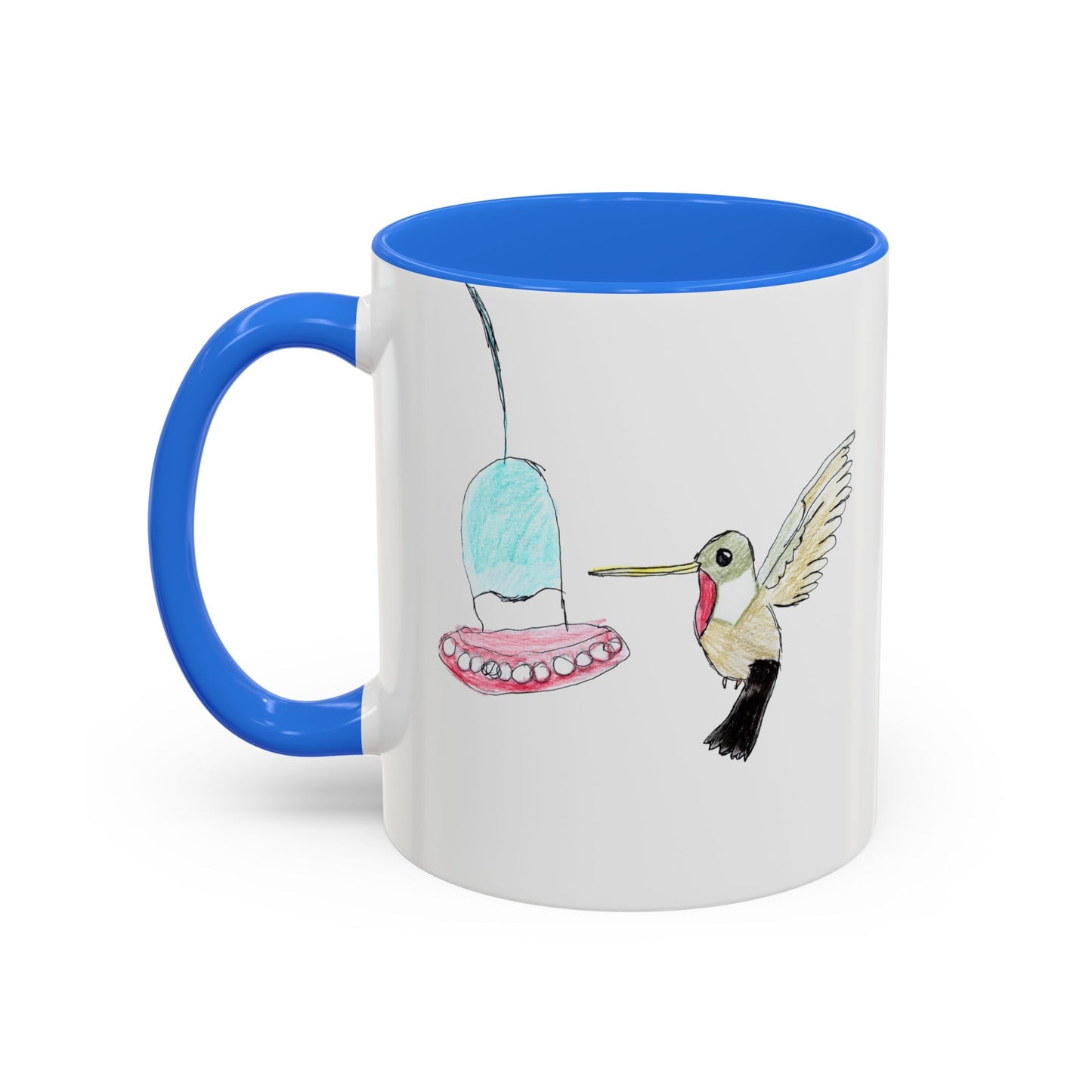 Green Hummingbird Hand Drawn Coffee Mug