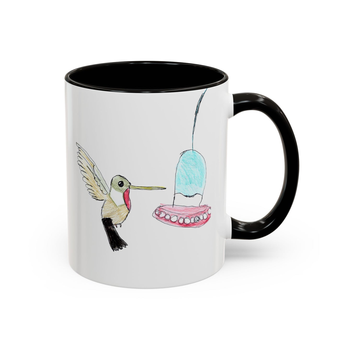 Green Hummingbird Hand Drawn Coffee Mug